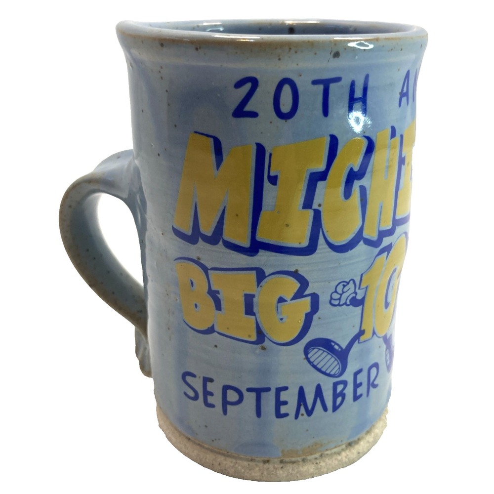 Vintage 1999 Michigan Big‎ 10 Run 20th Annual Pottery Mug Blue Stoneware 4.5"